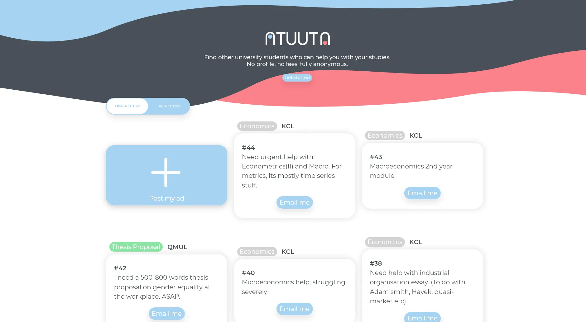 Screenshot of Atuuta homepage